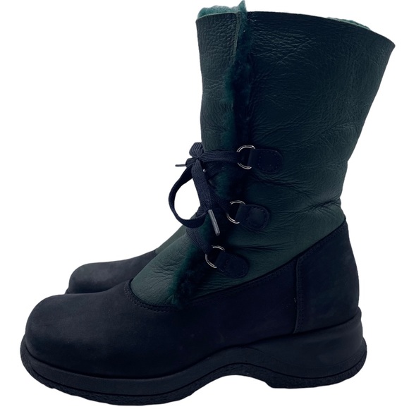 La Canadienne Green Leather Suede Shearling Winter Boot Size 6 - Picture 2 of 9